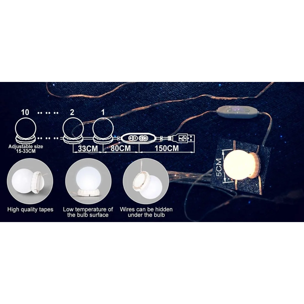Hollywood Vanity LED Makeup Lights Mirror with 3 Color