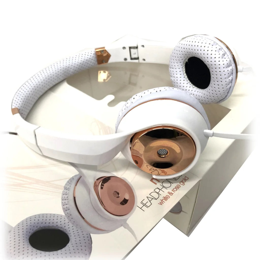 Holysmoke Motif On-Ear Foldable Headphones White & Rose Gold
