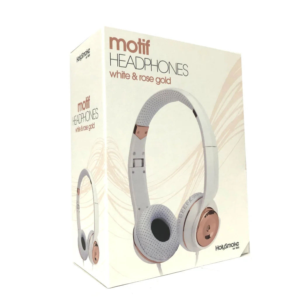 Holysmoke Motif On-Ear Foldable Headphones White & Rose Gold