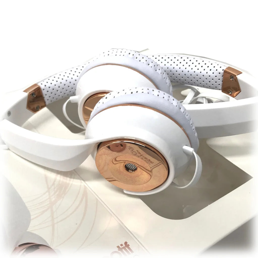 Holysmoke Motif On-Ear Foldable Headphones White & Rose Gold