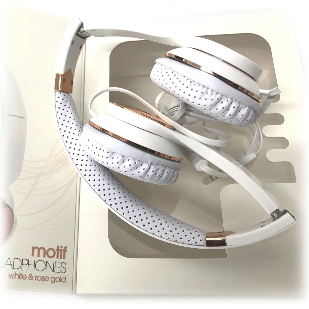 Holysmoke Motif On-Ear Foldable Headphones White & Rose Gold