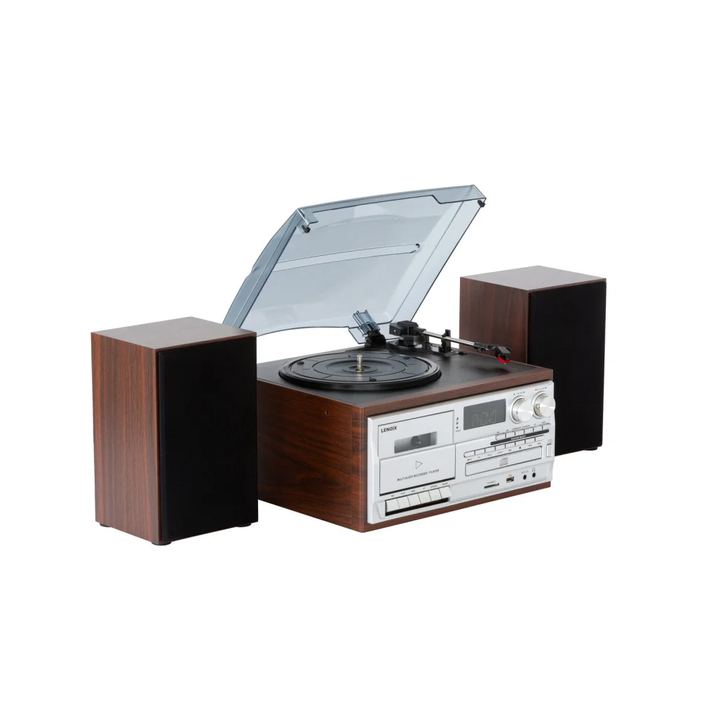 Entertainment system player with shape details and included parts