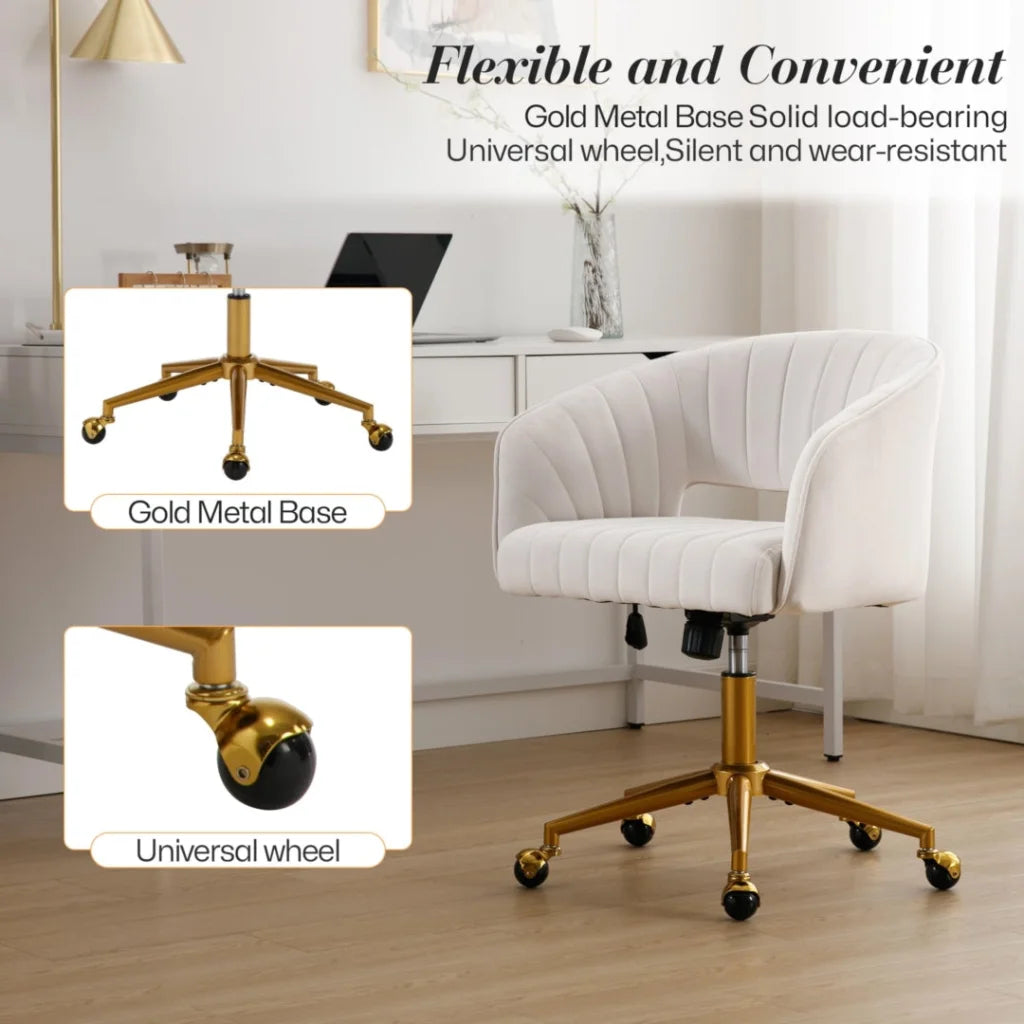 Home Office Chair Velvet Beige - Furniture