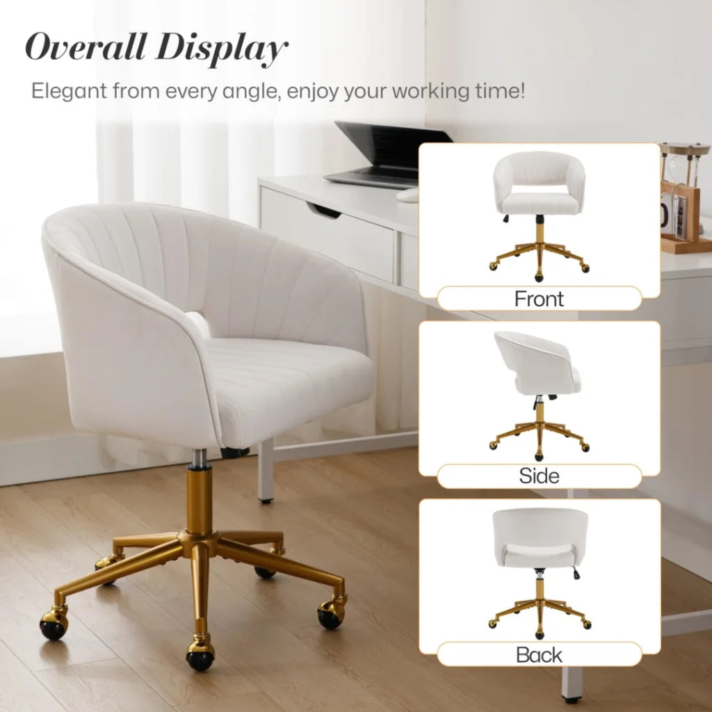 Home Office Chair Velvet Beige - Furniture