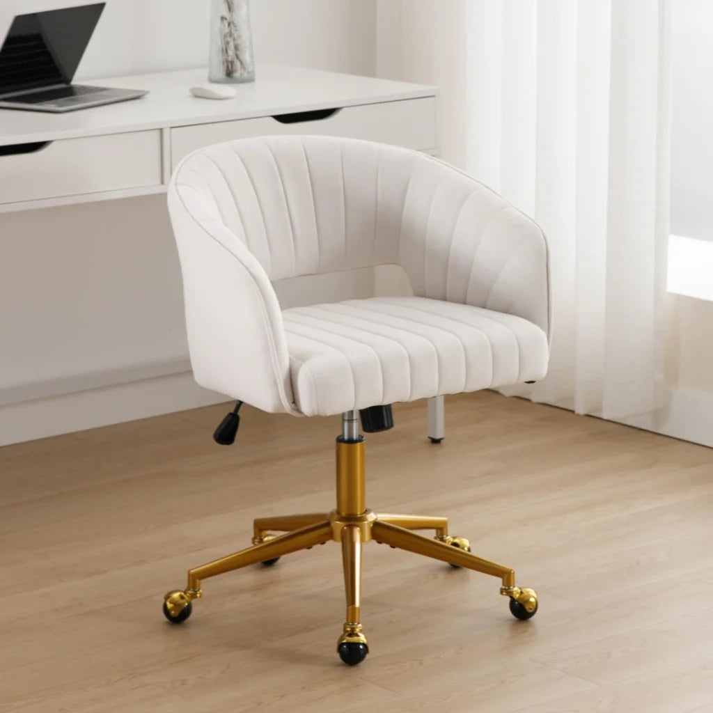 Home Office Chair Velvet Beige - Furniture