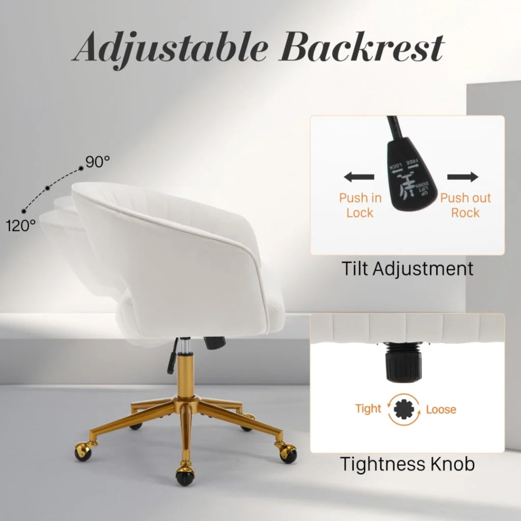 Home Office Chair Velvet Beige - Furniture