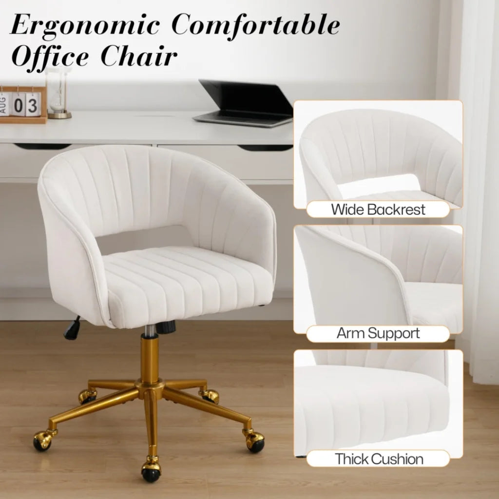 Home Office Chair Velvet Beige - Furniture