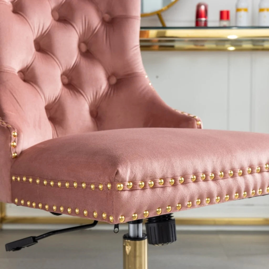 Home Office Chair Velvet Pink - Furniture