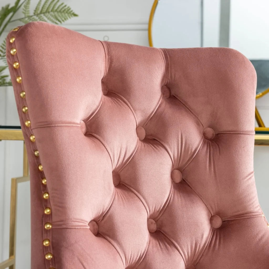Home Office Chair Velvet Pink - Furniture