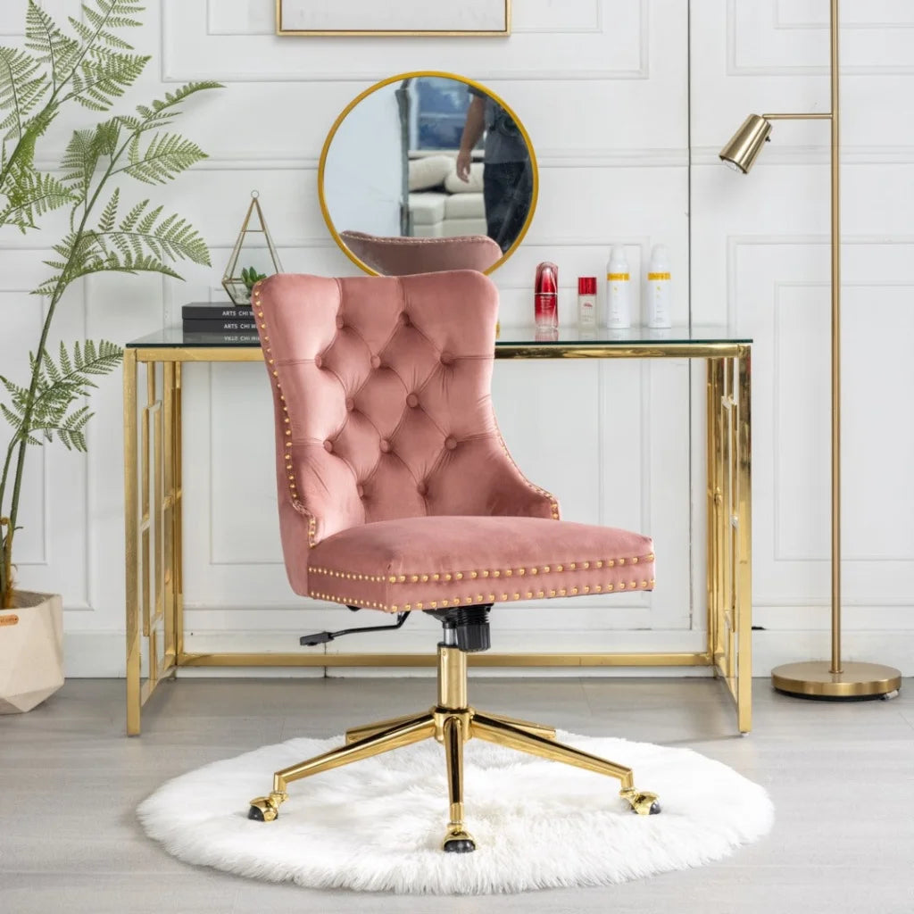 Home Office Chair Velvet Pink - Furniture