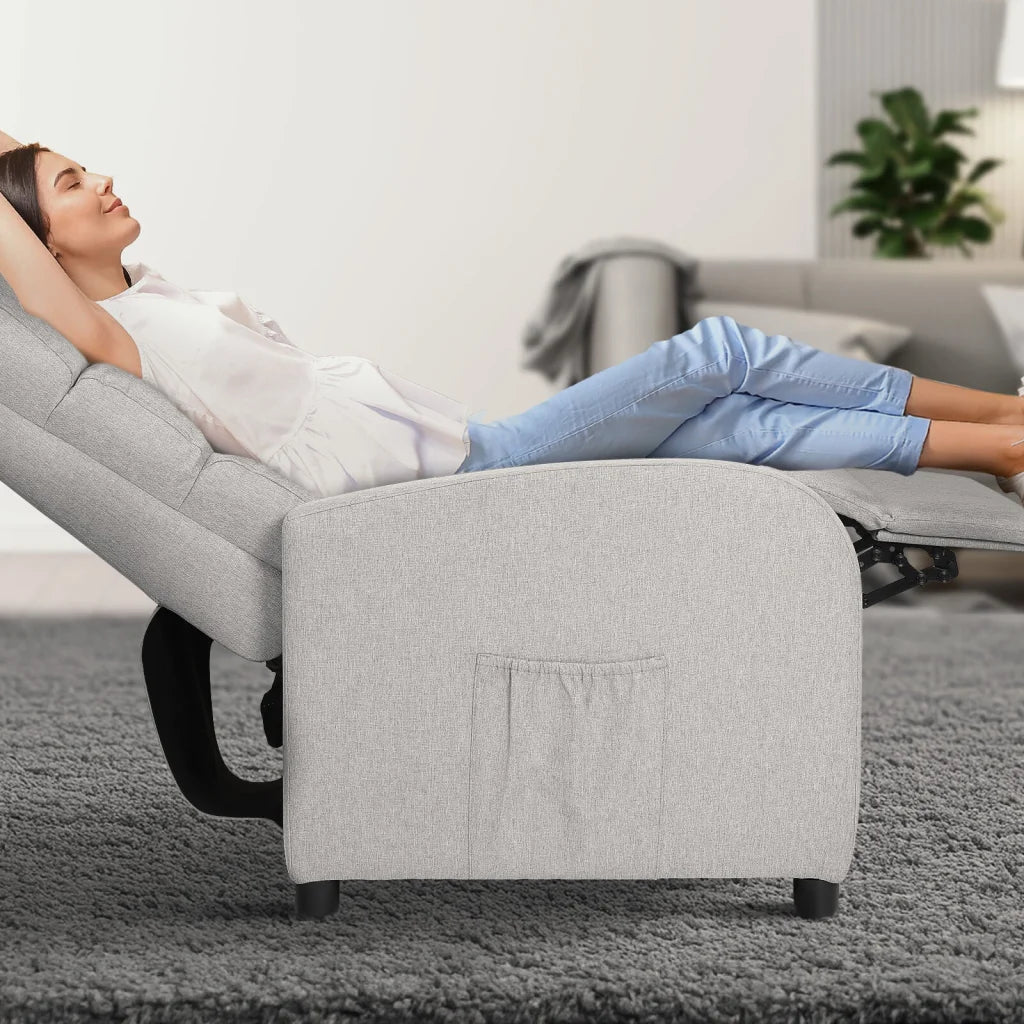 Home Recliner Chair - Linen Fabric Sofa Lounge Armchair
