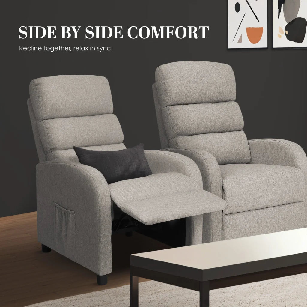 Home Recliner Chair - Linen Fabric Sofa Lounge Armchair