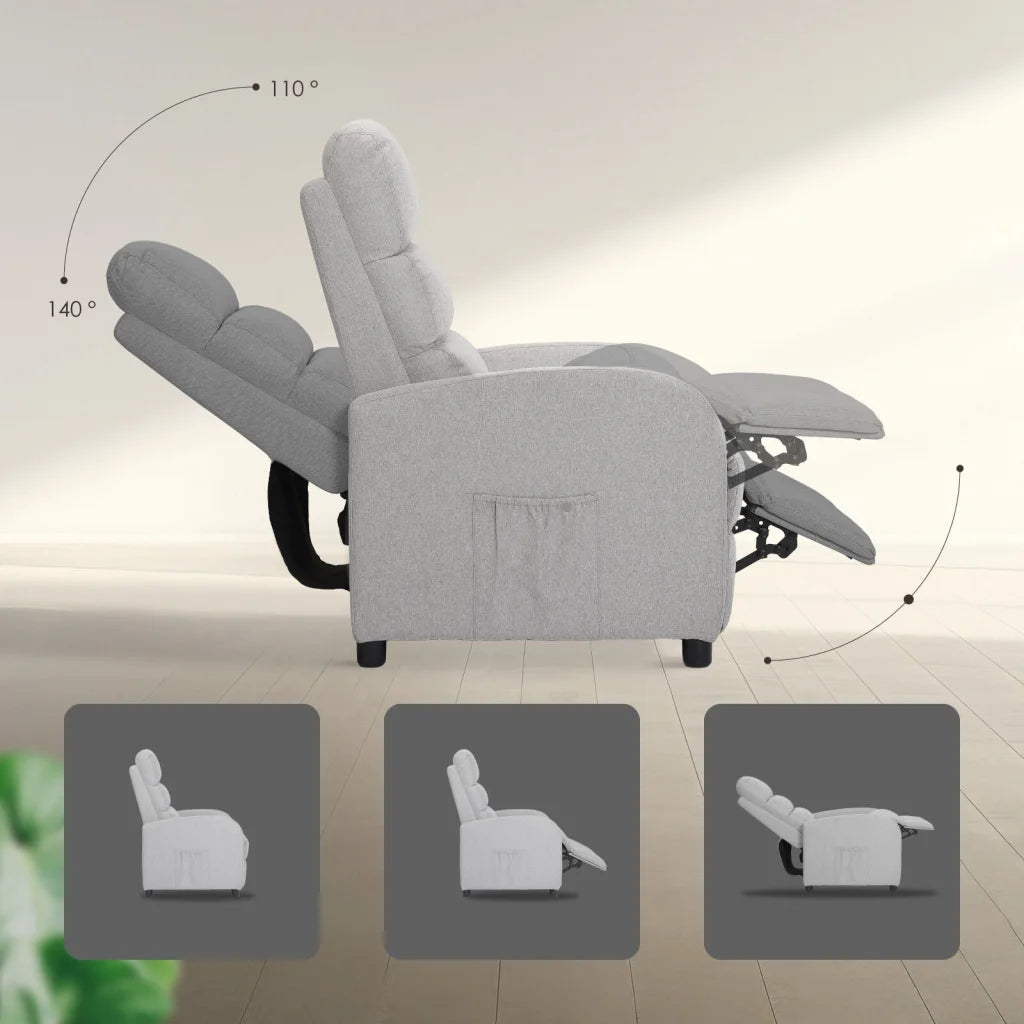 Home Recliner Chair - Linen Fabric Sofa Lounge Armchair