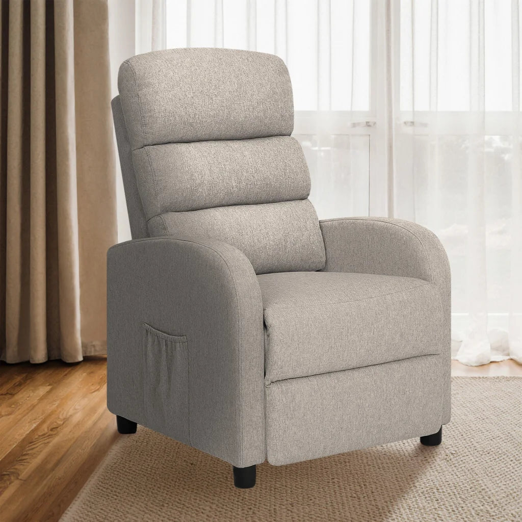 Home Recliner Chair - Linen Fabric Sofa Lounge Armchair