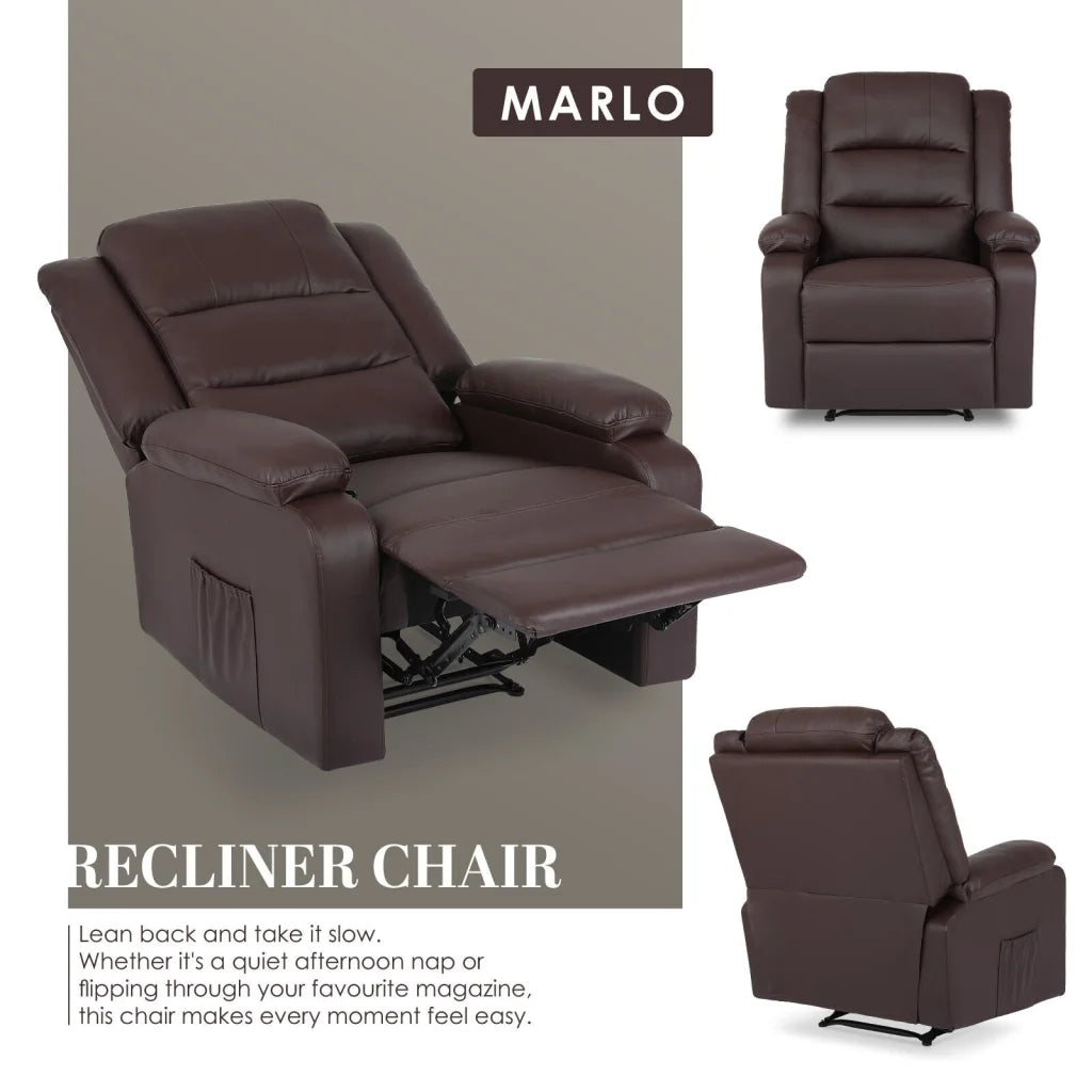 Home Recliner Chair - PU Leather Sofa Lounge Armchair MARLO
