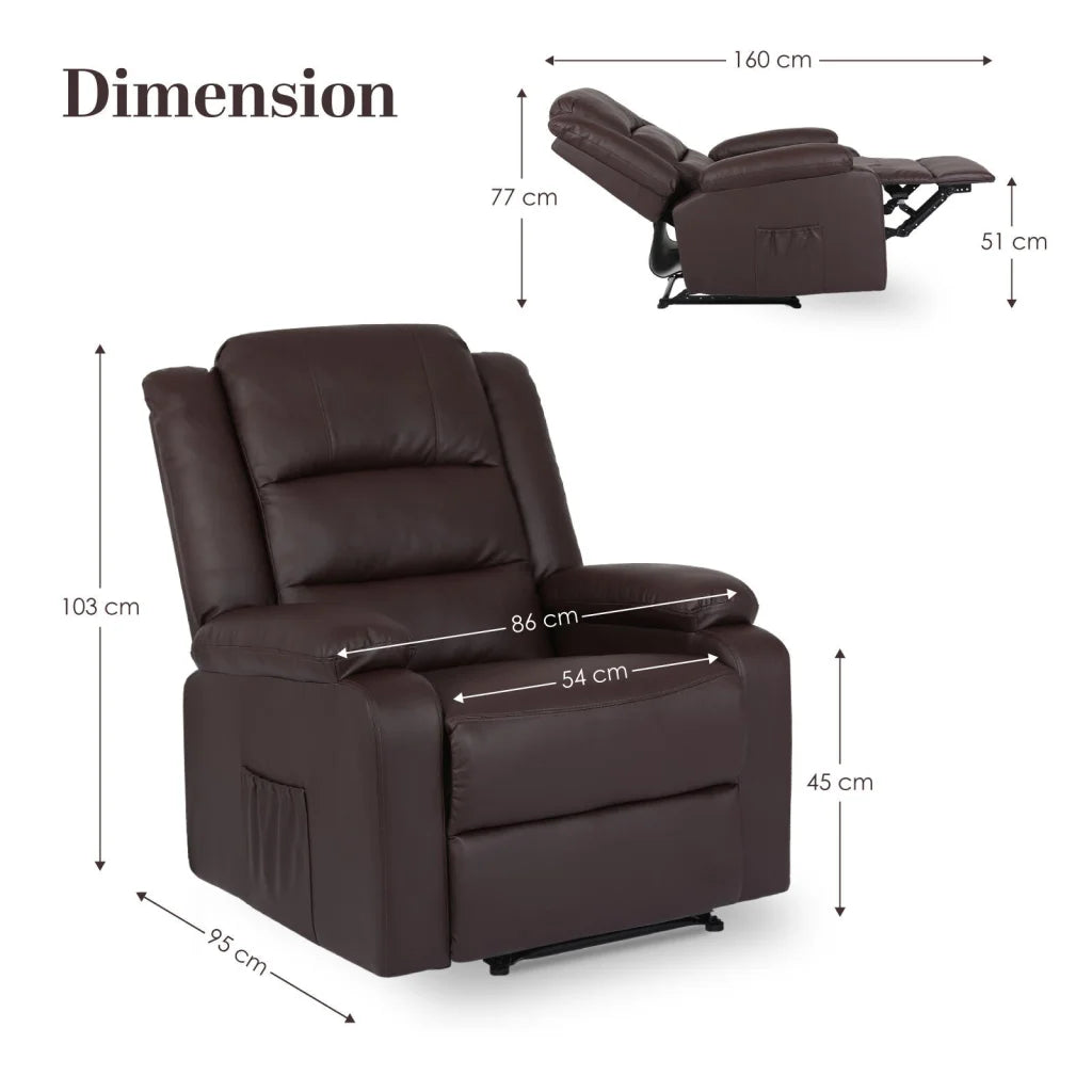 Home Recliner Chair - PU Leather Sofa Lounge Armchair MARLO