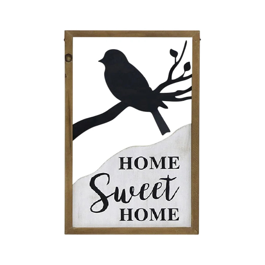 Home Sweet Home w Bird Framed Wall Art 48cm - Home & Garden