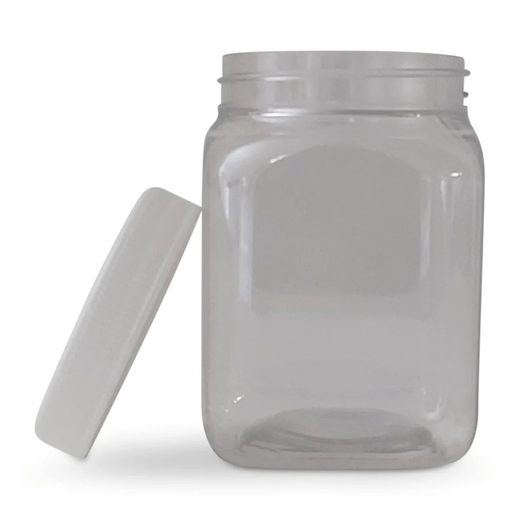 Honey Jars 10x 250g + Lids - Square Clear Plastic Food