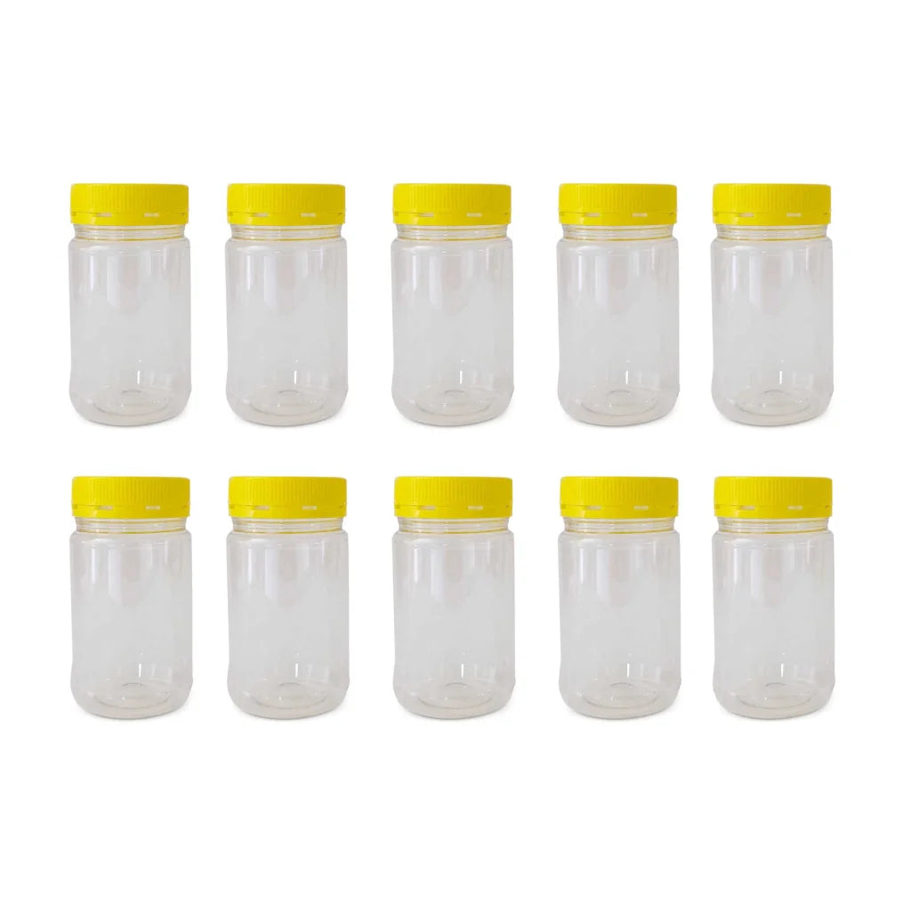 Honey Jars with Lids 10x 500g Plastic Round Clear Food