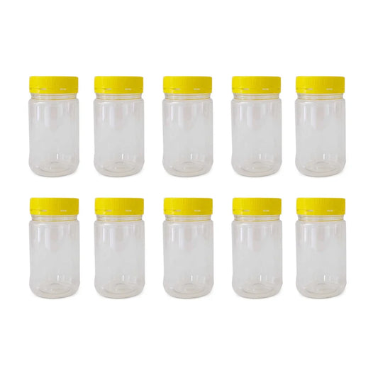 Honey Jars with Lids 10x 500g Plastic Round Clear Food