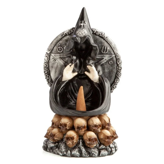 Hooded Baphomet & Skulls Backflow Incense Burner - Health &