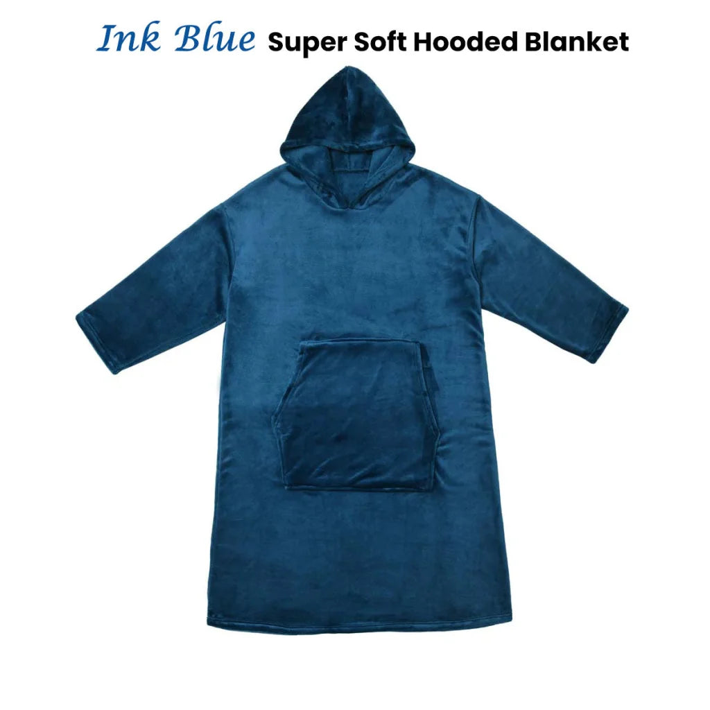 Hooded Blanket Super Soft Extra Large - Ink Blue
