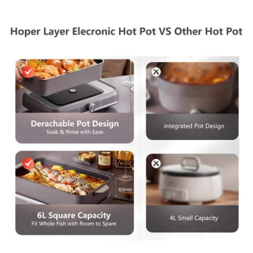 HOPER LAYER Electric Hot Pot 6L – Multifunctional Nonstick