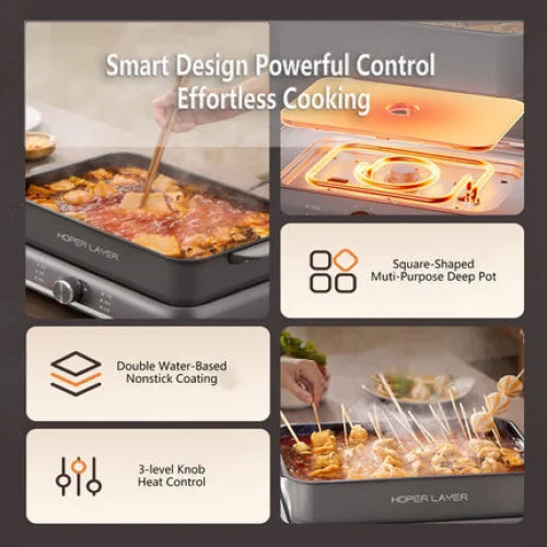 HOPER LAYER Electric Hot Pot 6L – Multifunctional Nonstick