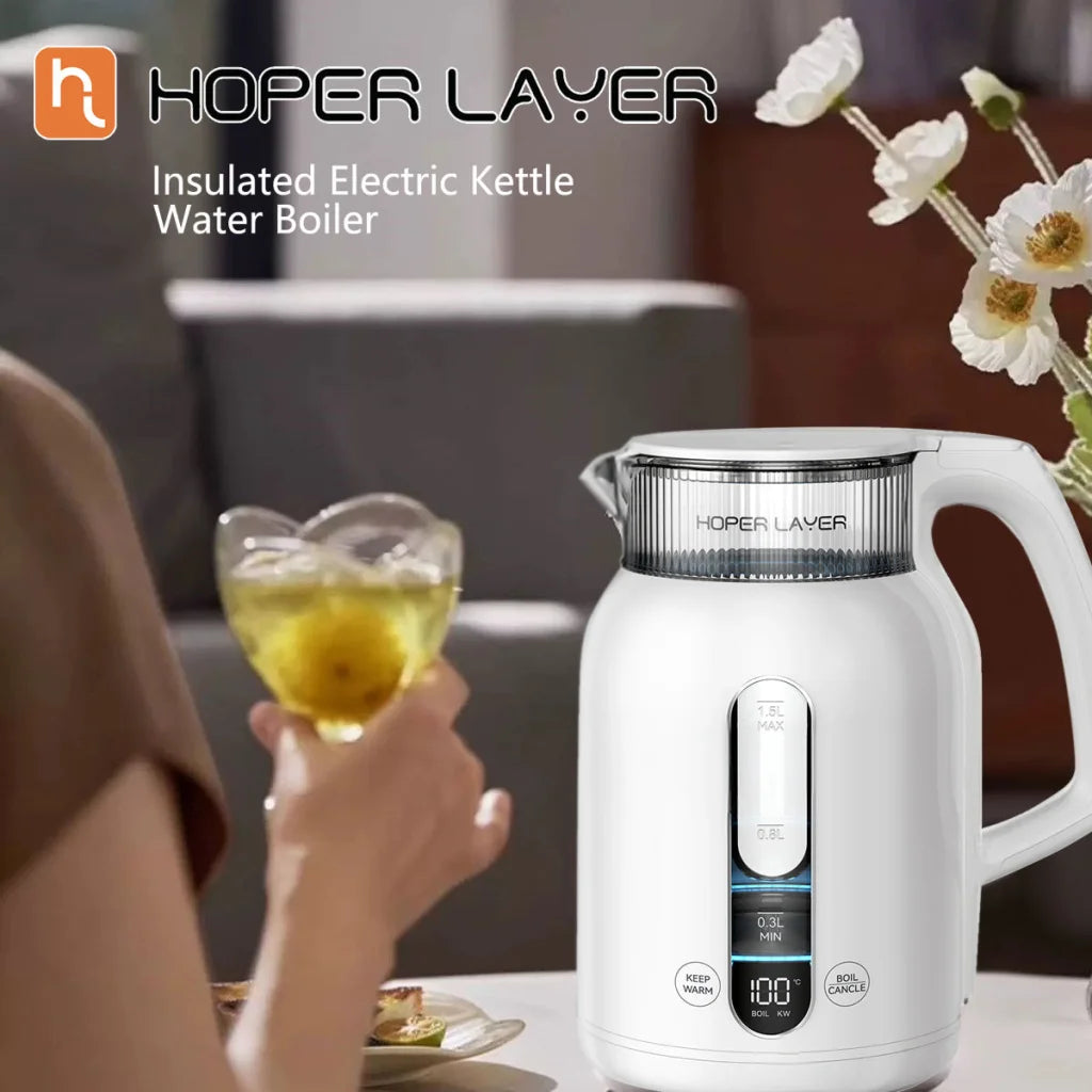 Hoper Layer Insulation Electric Kettle 1.5L 1500W Water