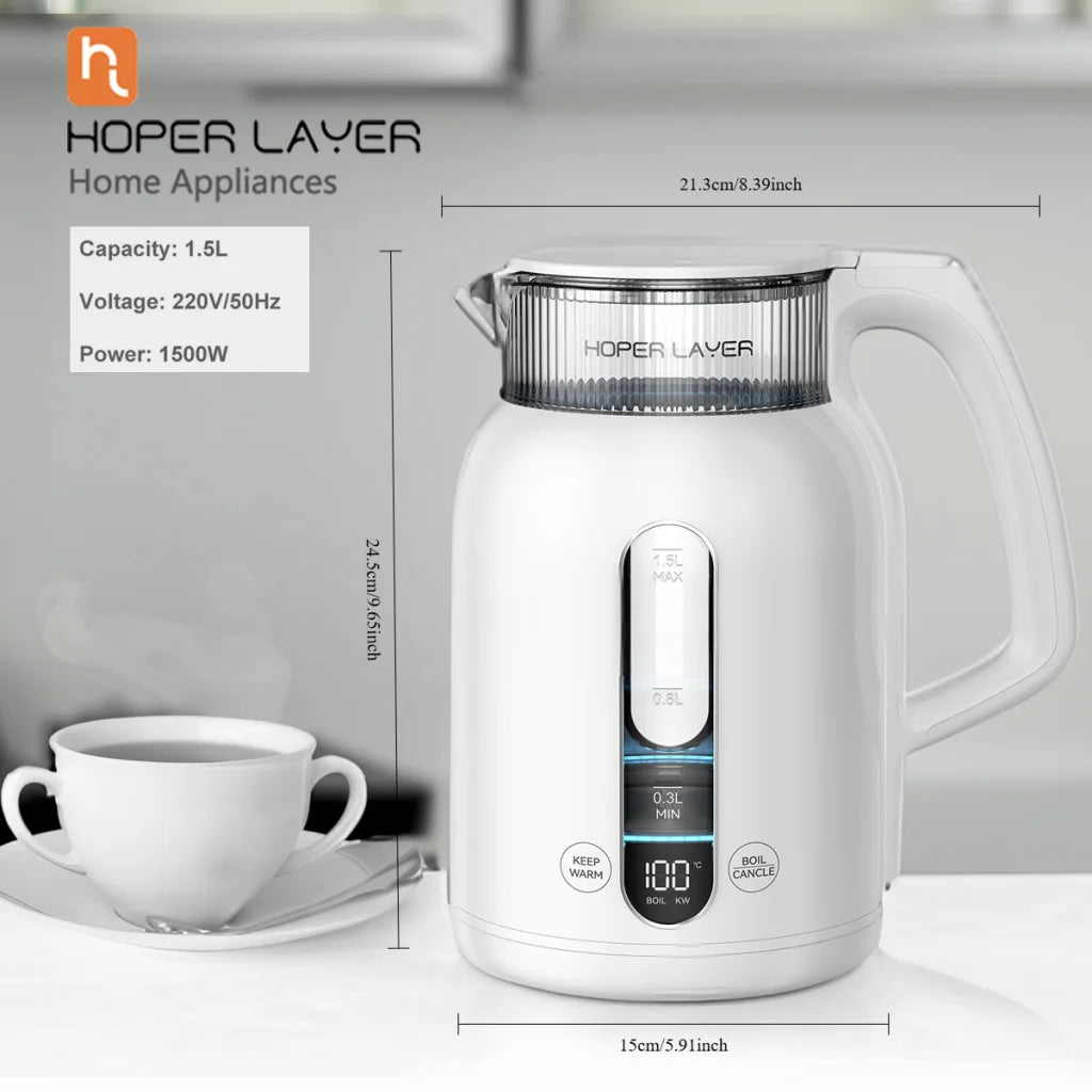 Hoper Layer Insulation Electric Kettle 1.5L 1500W Water