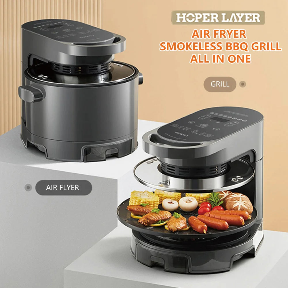 Hoper Layer Multi-functional 2 in 1 air fryer & smokeless