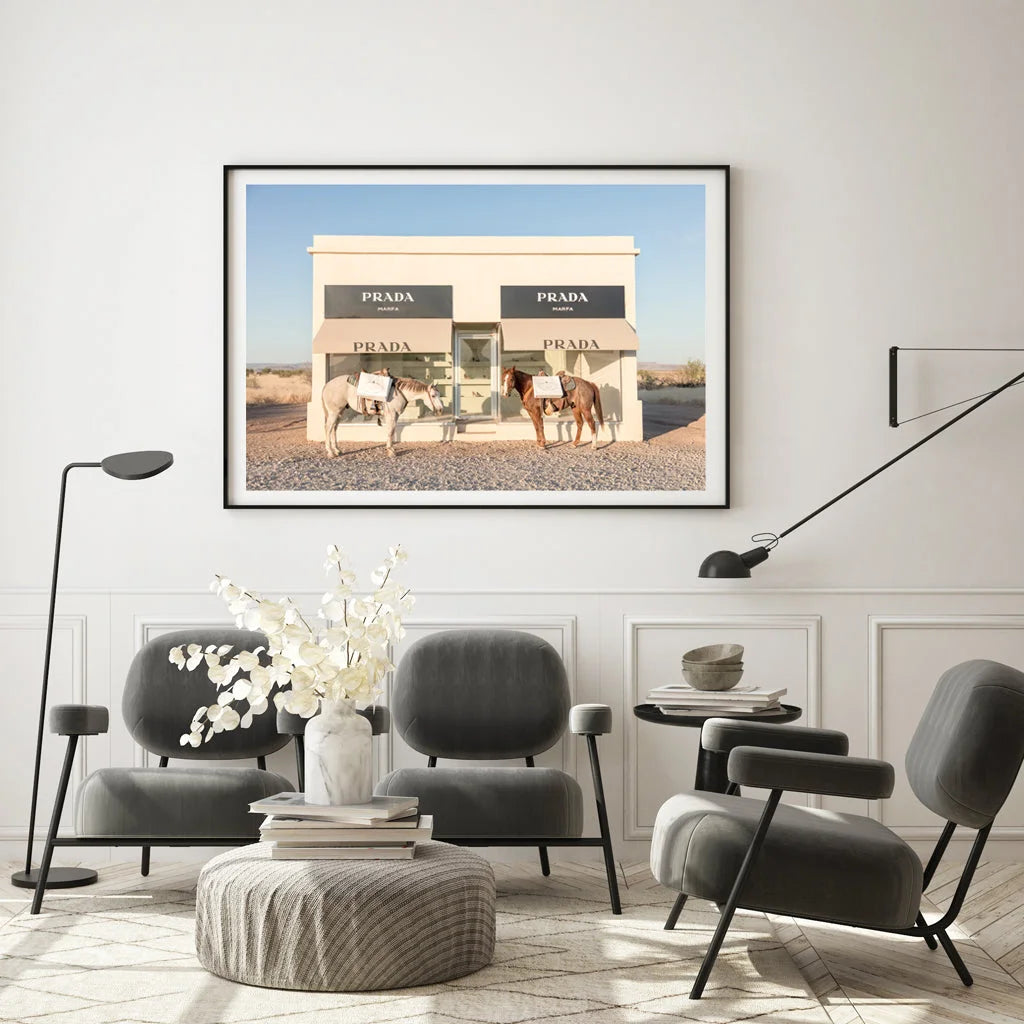 Horses Prada Canvas Wall Art Black Frame 70cm x 100cm