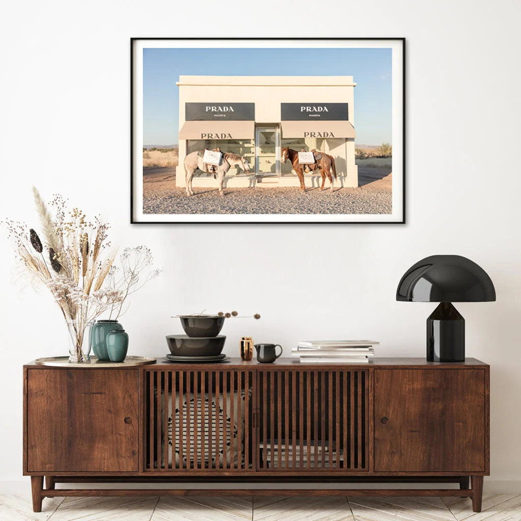 Horses Prada Canvas Wall Art Black Frame 70cm x 100cm