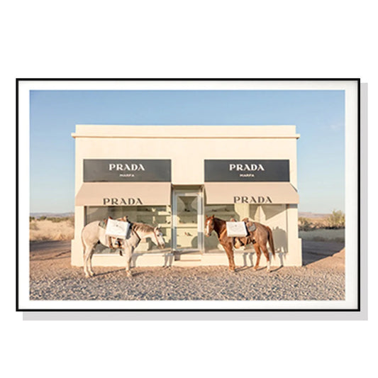 Horses Prada Canvas Wall Art Black Frame 70cm x 100cm