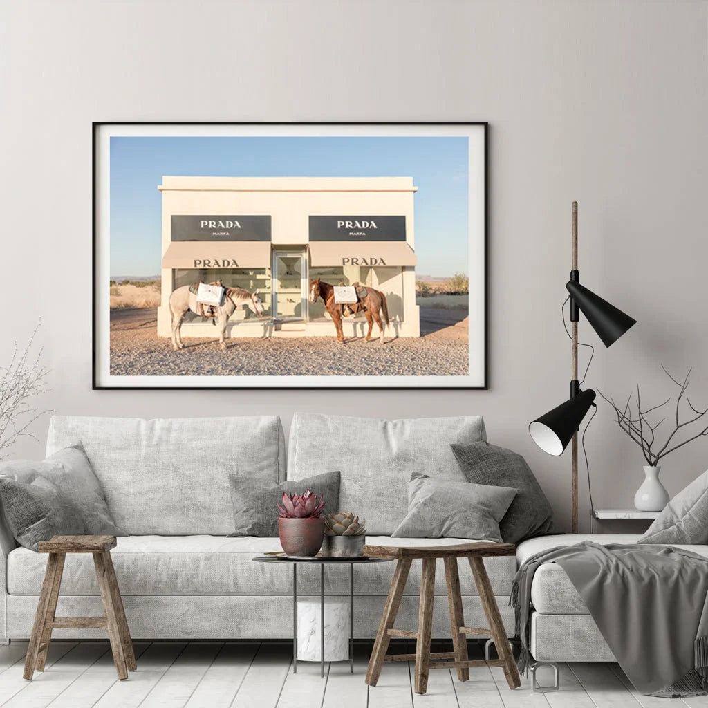Horses Prada Canvas Wall Art Black Frame 70cm x 100cm
