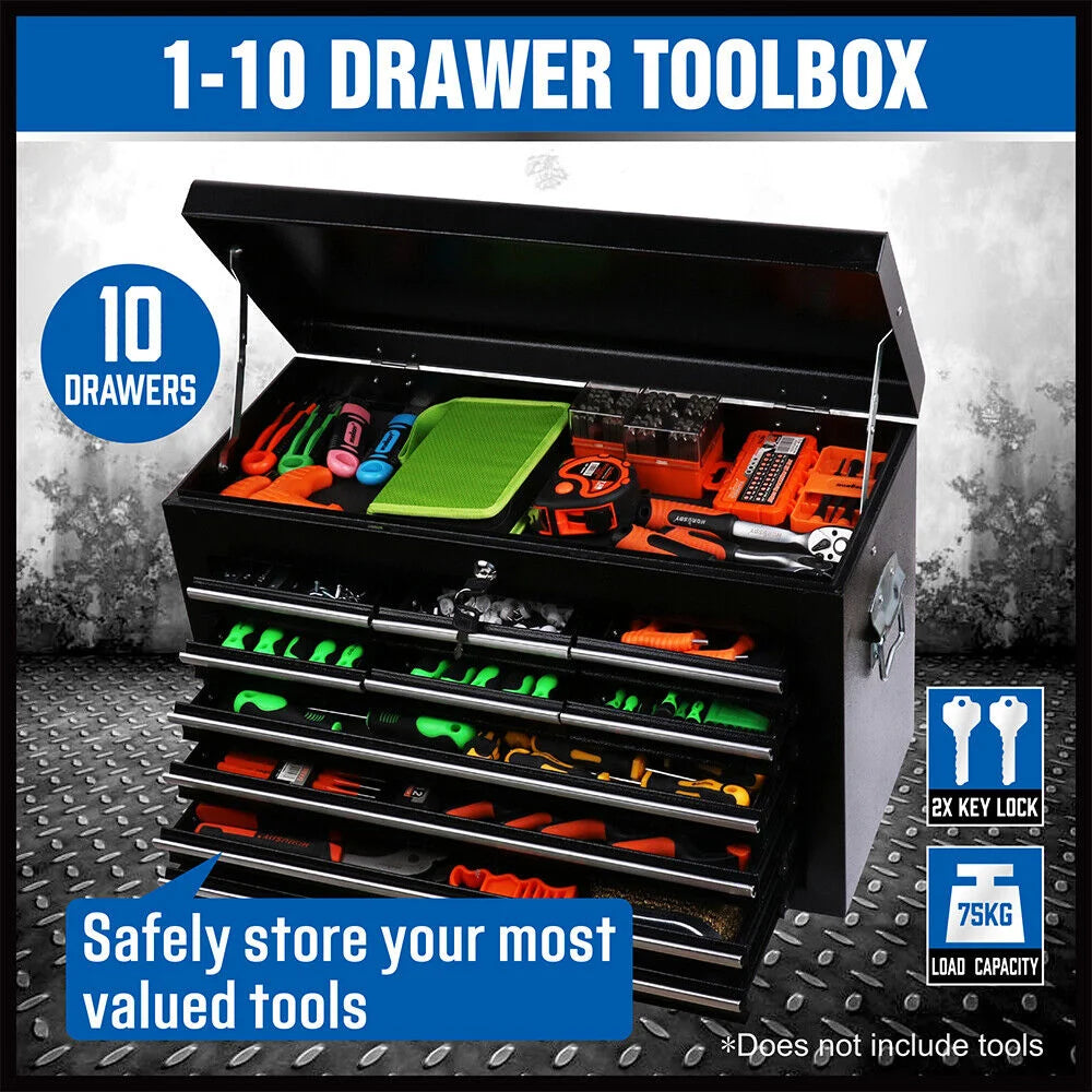HORUSDY 10-Drawer Tool Box Chest Lockable Cabinet Garage