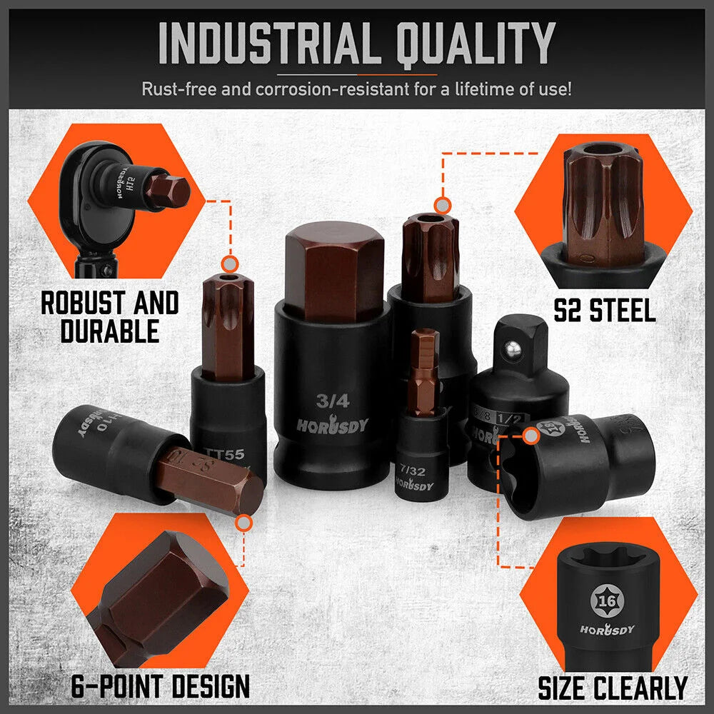 HORUSDY 66Pcs Torx Bit Socket Female External Socket Set