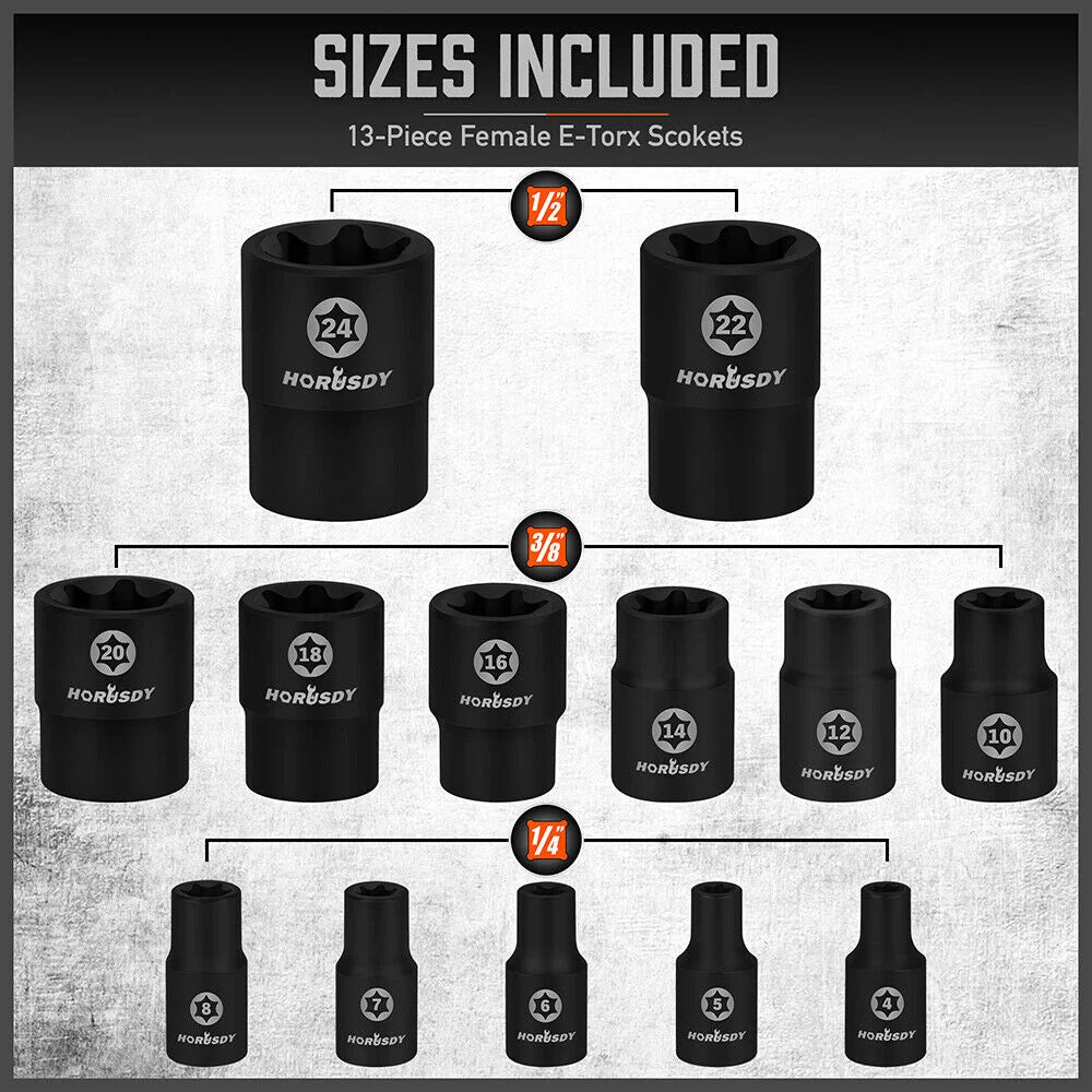 HORUSDY 66Pcs Torx Bit Socket Female External Socket Set