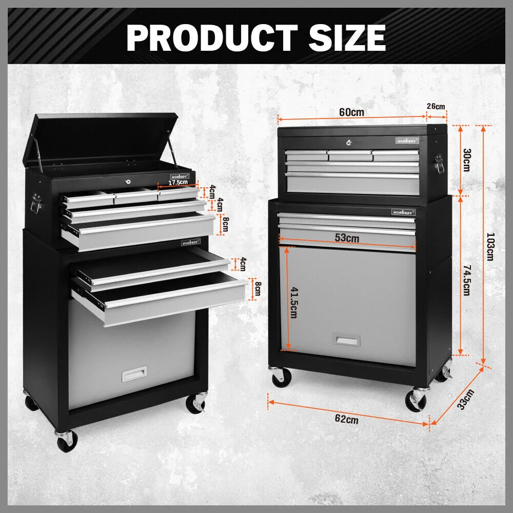 HORUSDY 7-Drawer Tool Box Trolley Cabinet Storage Cart