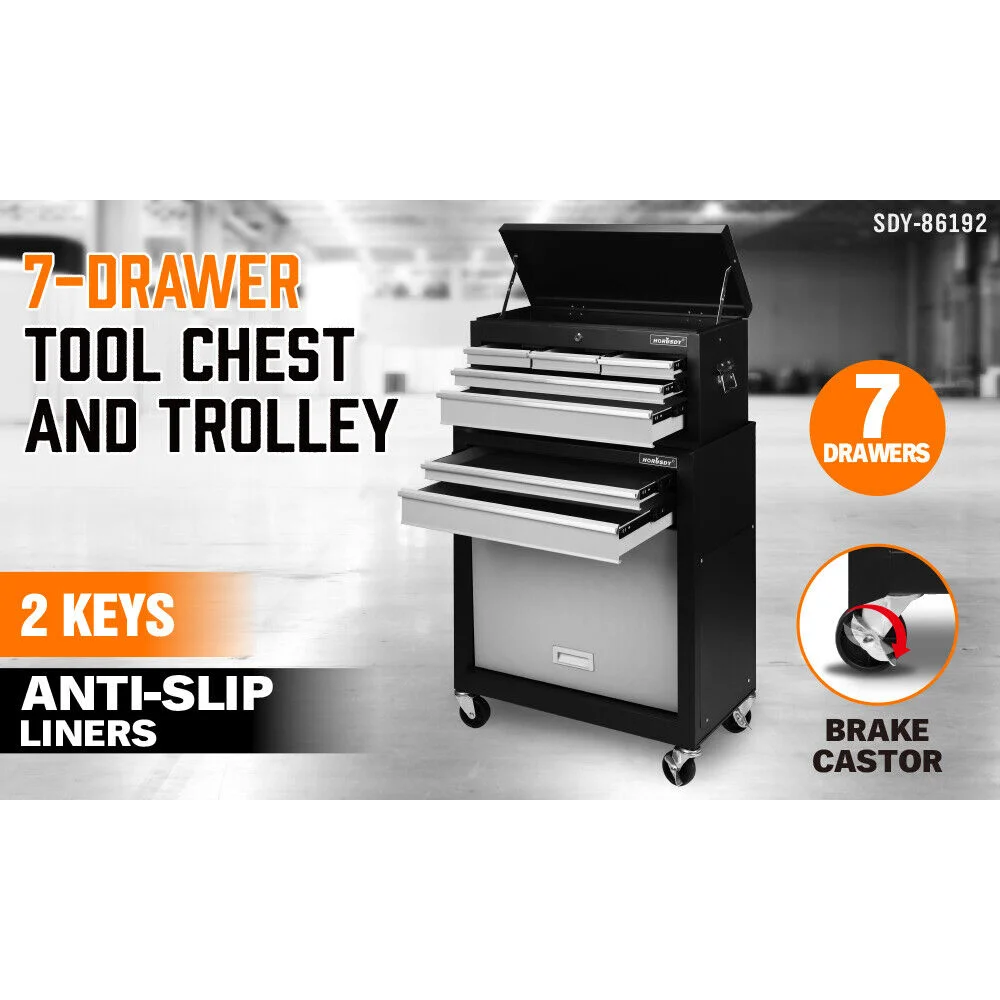 HORUSDY 7-Drawer Tool Box Trolley Cabinet Storage Cart