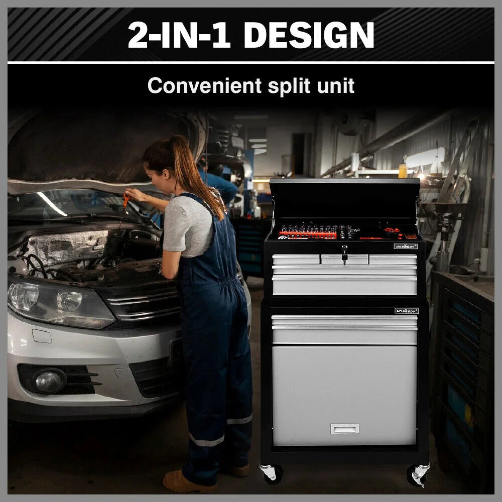 HORUSDY 7-Drawer Tool Box Trolley Cabinet Storage Cart