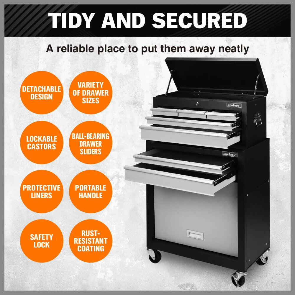 HORUSDY 7-Drawer Tool Box Trolley Cabinet Storage Cart