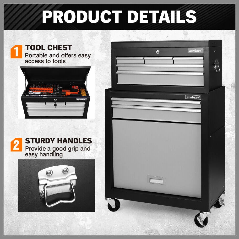 HORUSDY 7-Drawer Tool Box Trolley Cabinet Storage Cart