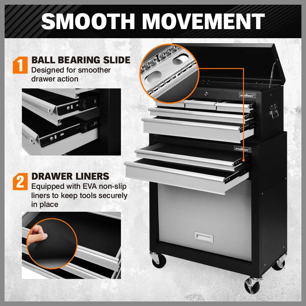 HORUSDY 7-Drawer Tool Box Trolley Cabinet Storage Cart