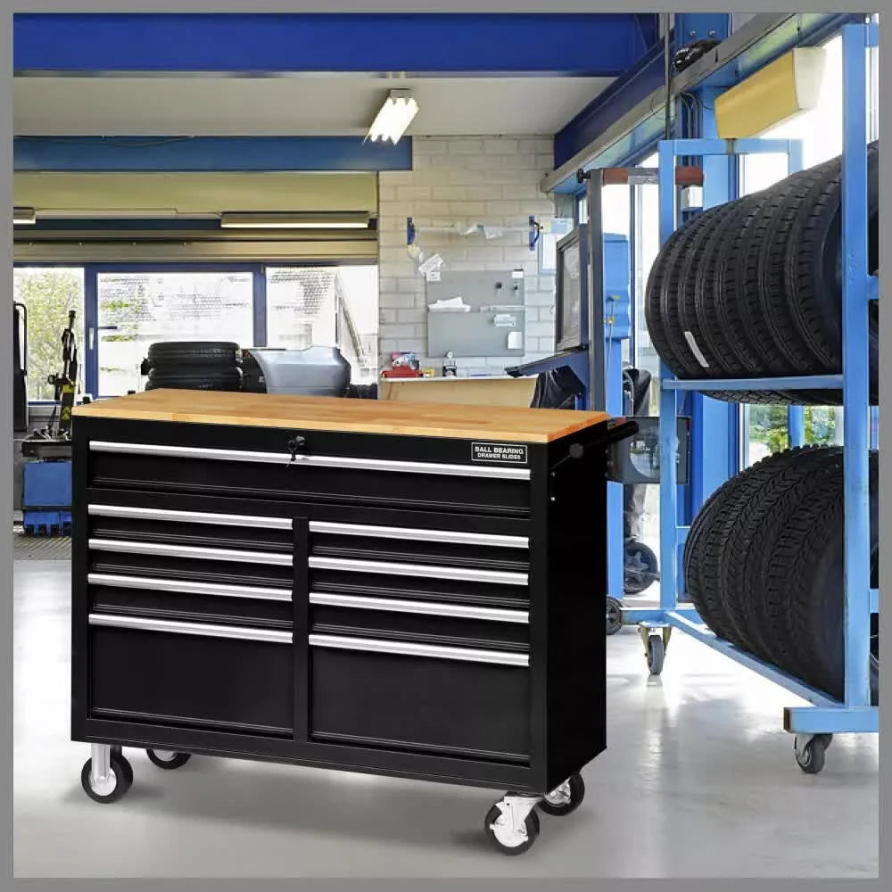 HORUSDY 9 Drawer Tool Box Chest Cabinet Trolley Box Garage