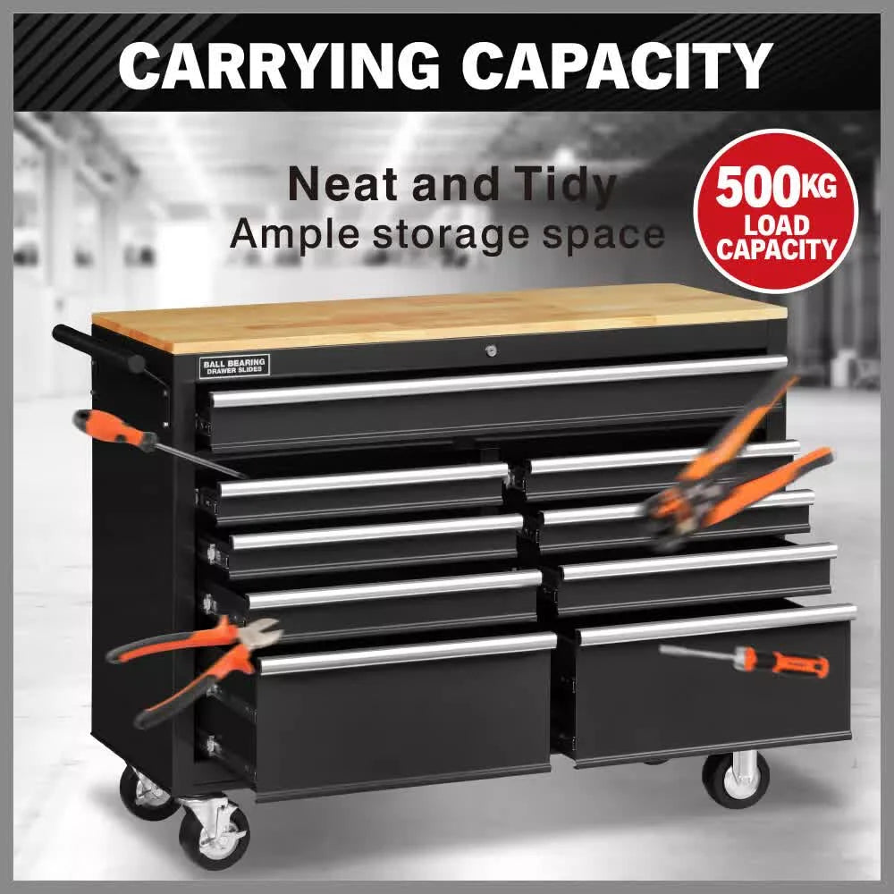 HORUSDY 9 Drawer Tool Box Chest Cabinet Trolley Box Garage
