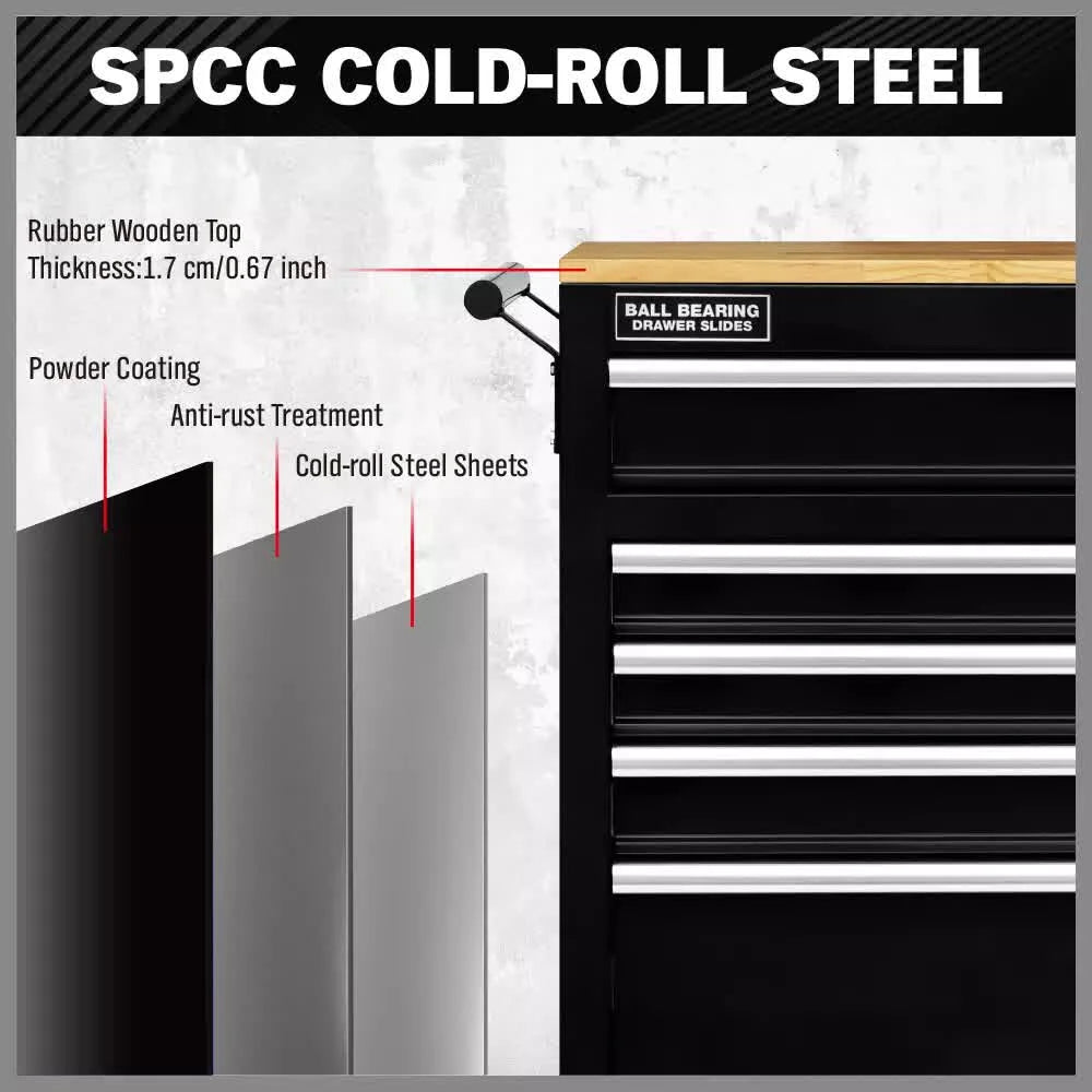 HORUSDY 9 Drawer Tool Box Chest Cabinet Trolley Box Garage