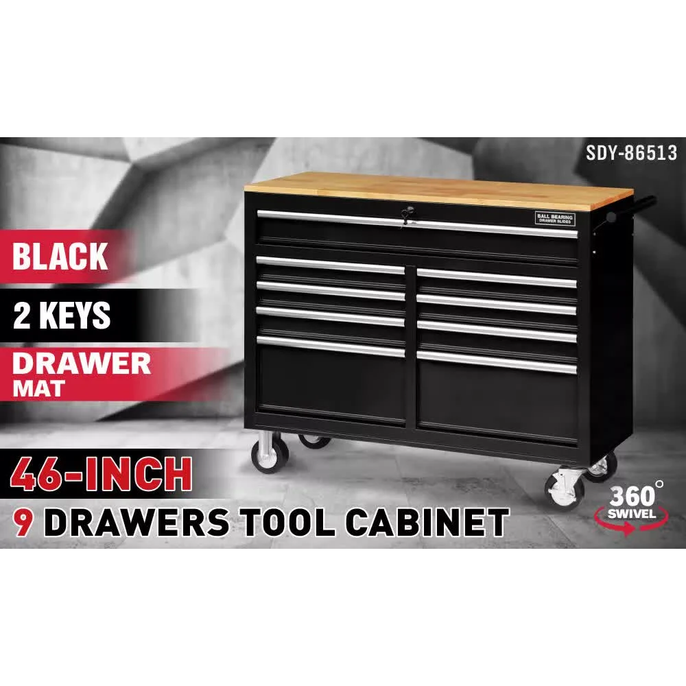 HORUSDY 9 Drawer Tool Box Chest Cabinet Trolley Box Garage