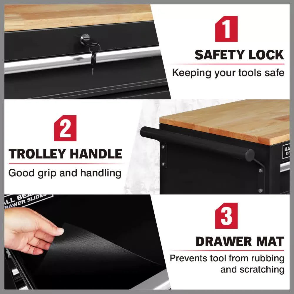 HORUSDY 9 Drawer Tool Box Chest Cabinet Trolley Box Garage