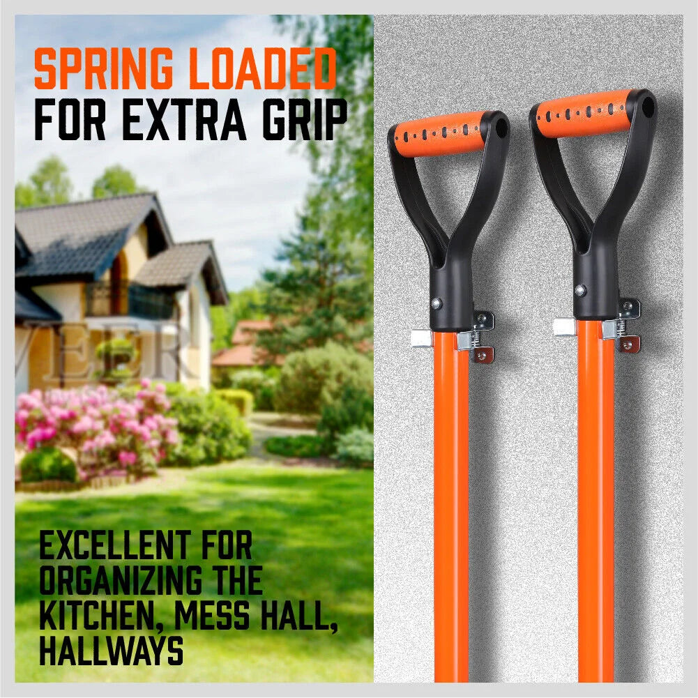 HORUSDY Spring Grip Mop & Broom Holder Wall Mounted Garden